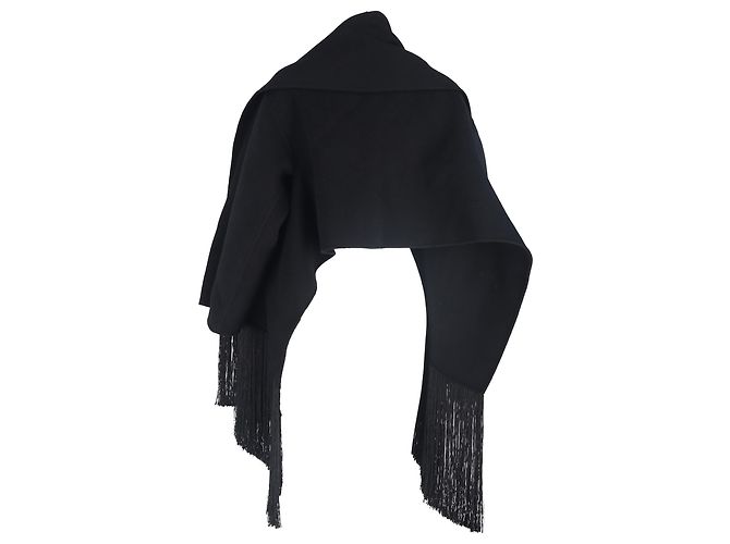 Chaqueta de lana negra con bufanda de flecos Totême Negro - vista 3
