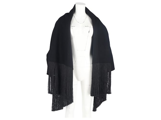 Chaqueta de lana negra con bufanda de flecos Totême Negro - vista 4