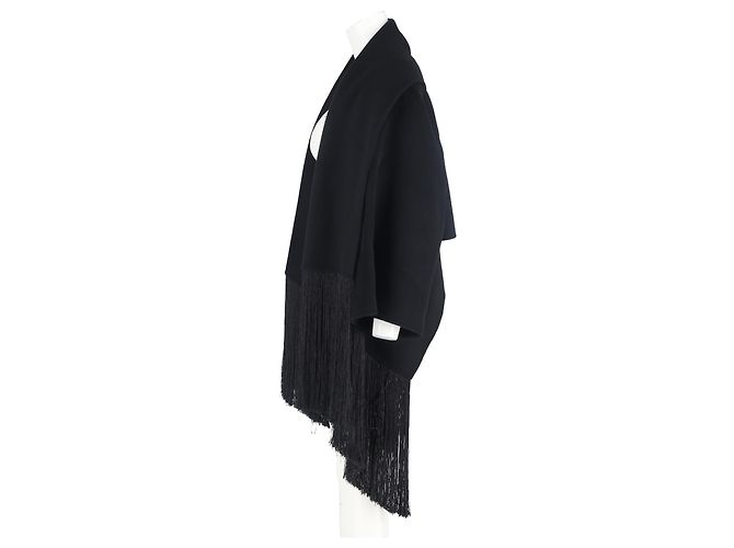 Chaqueta de lana negra con bufanda de flecos Totême Negro - vista 5