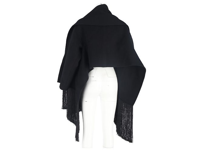 Chaqueta de lana negra con bufanda de flecos Totême Negro - vista 6