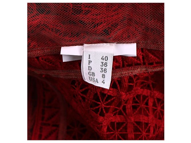 Vestido mini de acetato rojo con detalles de flecos de Alberta Ferretti Roja - vista 5