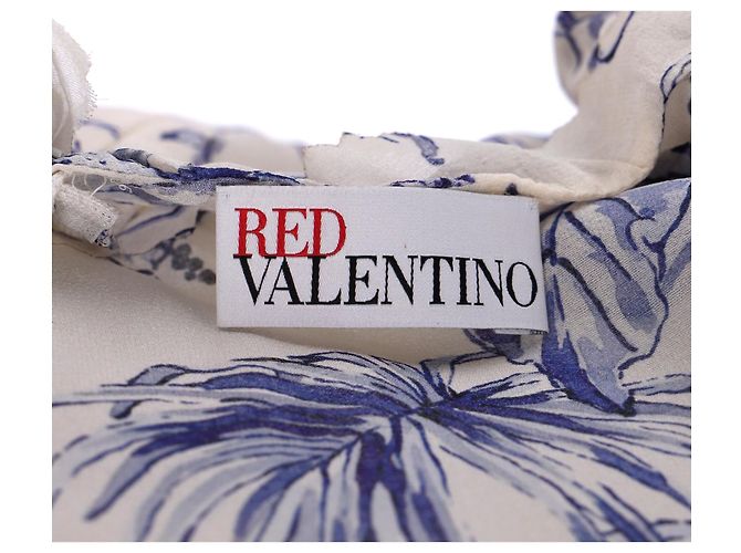Vestido mini com estampa de macaco e babados em seda creme RED Valentino - vista 10