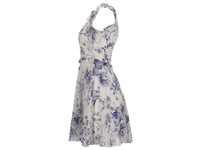 Vestido mini com estampa de macaco e babados em seda creme RED Valentino - vista 2