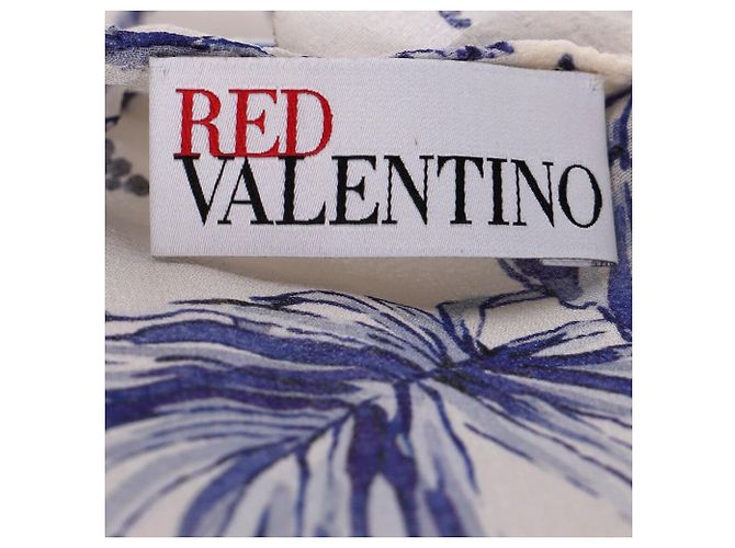 Vestido mini com estampa de macaco e babados em seda creme RED Valentino - vista 4