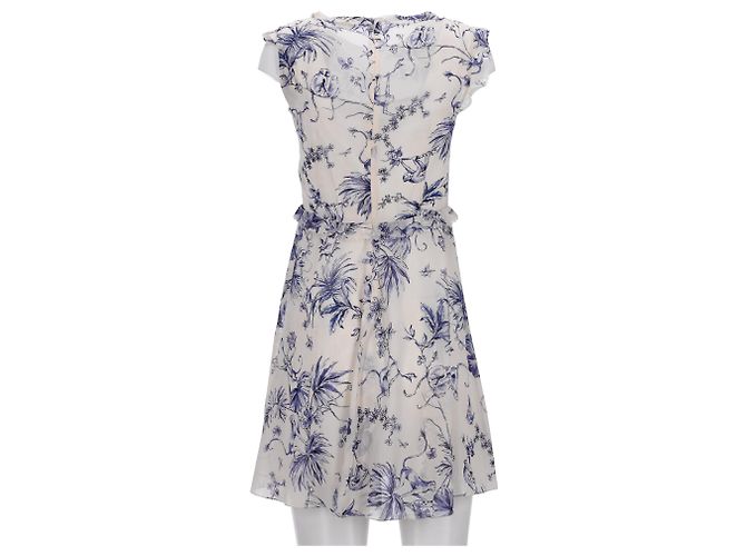 Vestido mini com estampa de macaco e babados em seda creme RED Valentino - vista 9