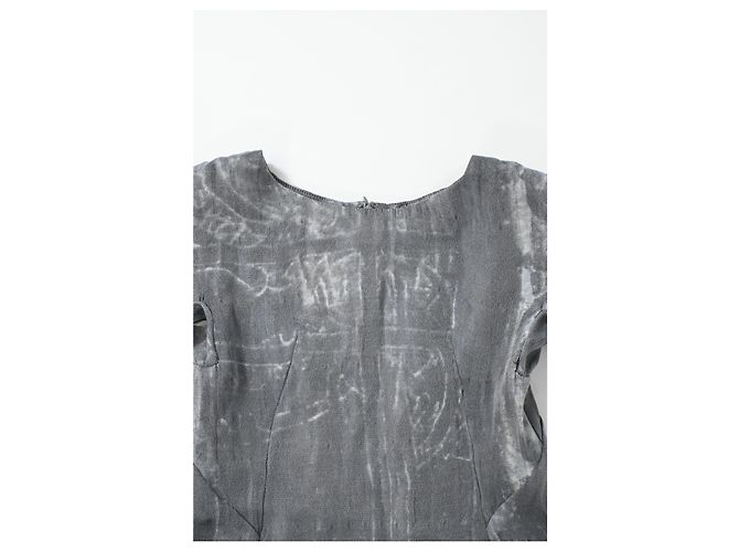 Marni Midi-Kurzarmkleid mit Bleich-Effekt aus grauem Polyester - Ansicht 10