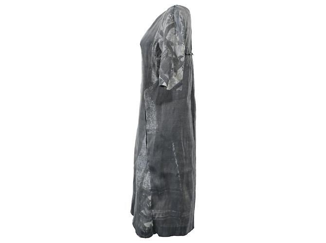 Marni Midi-Kurzarmkleid mit Bleich-Effekt aus grauem Polyester - Ansicht 2