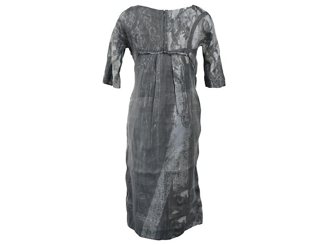 Marni Midi-Kurzarmkleid mit Bleich-Effekt aus grauem Polyester - Ansicht 3