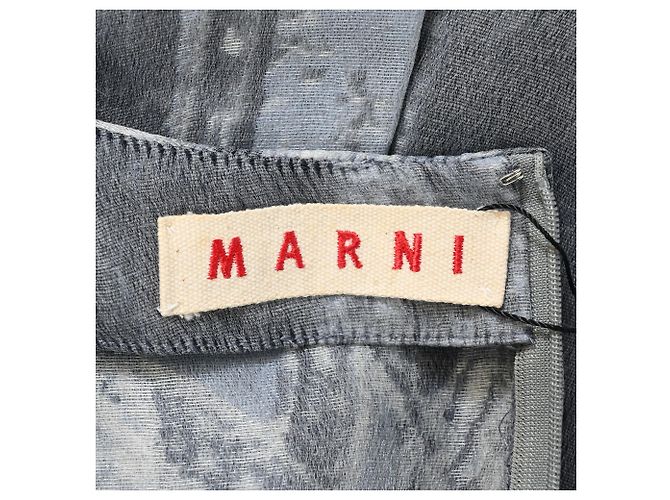 Marni Midi-Kurzarmkleid mit Bleich-Effekt aus grauem Polyester - Ansicht 4