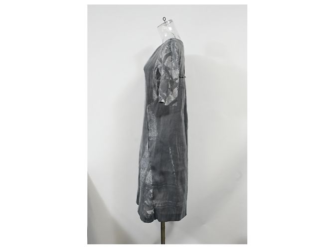 Marni Midi-Kurzarmkleid mit Bleich-Effekt aus grauem Polyester - Ansicht 7