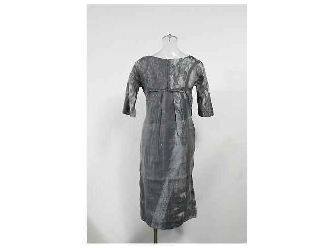 Marni Midi-Kurzarmkleid mit Bleich-Effekt aus grauem Polyester - Ansicht 8