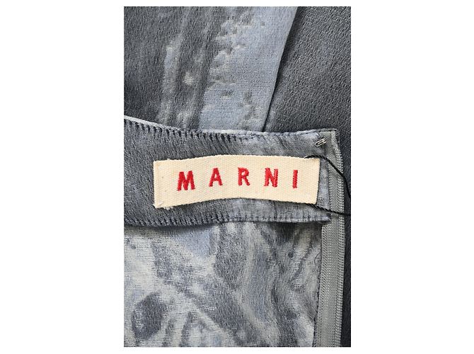 Marni Midi-Kurzarmkleid mit Bleich-Effekt aus grauem Polyester - Ansicht 9