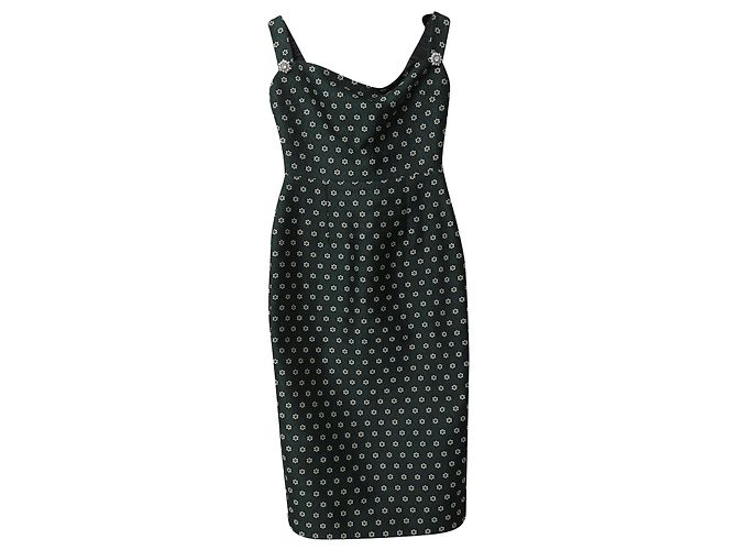 Alexa Chung Floral Jacquard Bleistiftkleid aus Polyester in Smaragdgrün - Ansicht 3