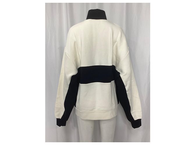 GCDS Logo Half-Zipped Sweater in White and Black Cotton - view 10