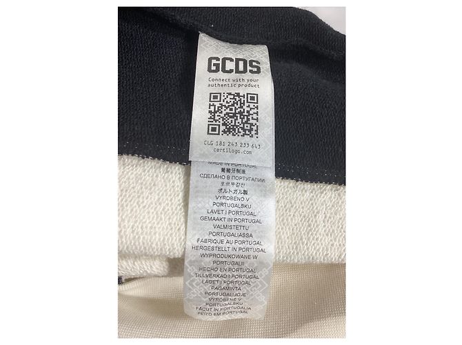 GCDS Logo Half-Zipped Sweater in White and Black Cotton - view 13