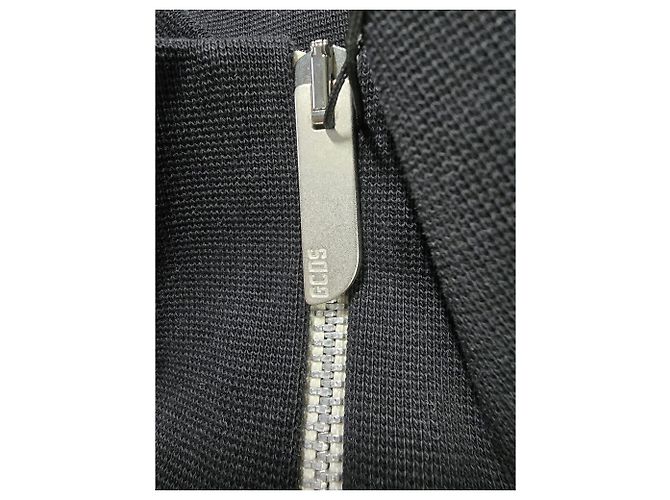 GCDS Logo Half-Zipped Sweater in White and Black Cotton - view 14