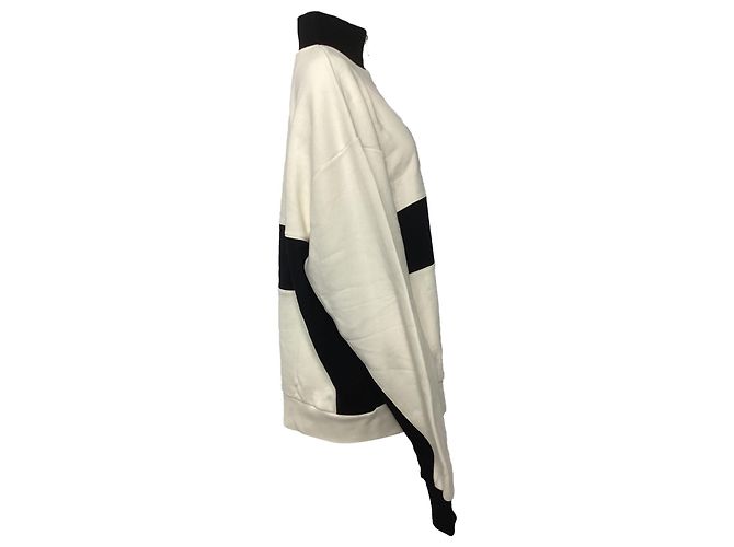 GCDS Logo Half-Zipped Sweater in White and Black Cotton - view 2
