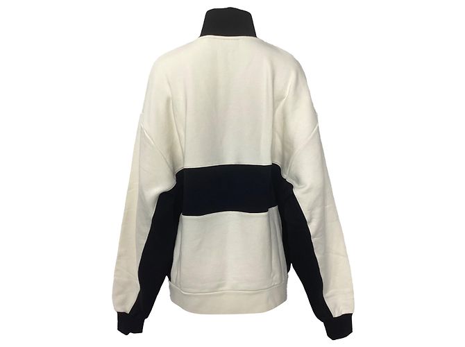 GCDS Logo Half-Zipped Sweater in White and Black Cotton - view 3
