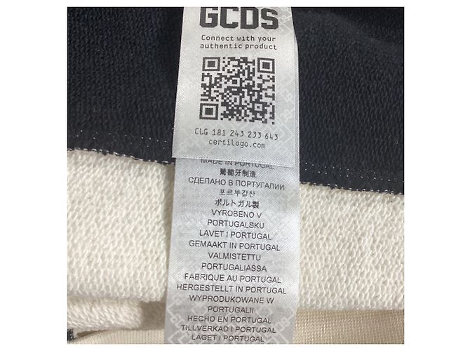 GCDS Logo Half-Zipped Sweater in White and Black Cotton - view 6