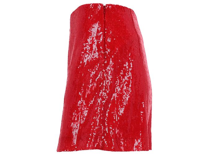 Rote Polyester Mini A-Linien-Rock mit Pailletten von Alberta Ferretti - Ansicht 2