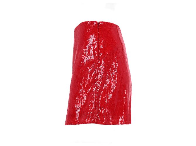 Rote Polyester Mini A-Linien-Rock mit Pailletten von Alberta Ferretti - Ansicht 7