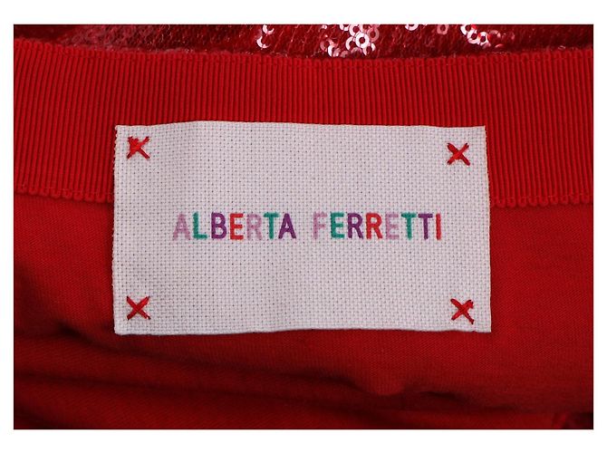Rote Polyester Mini A-Linien-Rock mit Pailletten von Alberta Ferretti - Ansicht 9