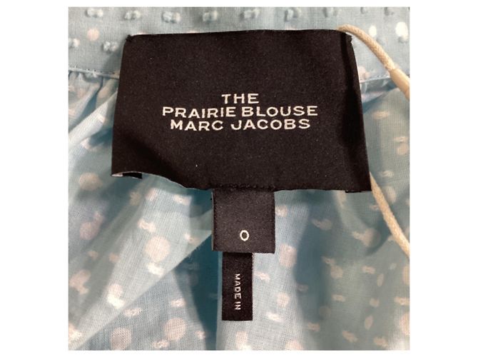 Blusa de gola com babados em algodão azul com bolinhas suíças Marc Jacobs Azul claro - vista 11
