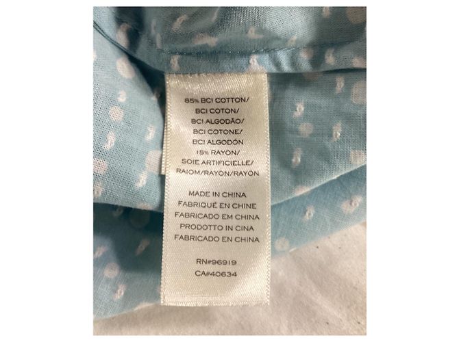 Blusa de gola com babados em algodão azul com bolinhas suíças Marc Jacobs Azul claro - vista 12