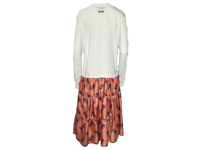 Abito midi a maniche lunghe con stampa floreale MSGM in poliestere multicolore - vista 3