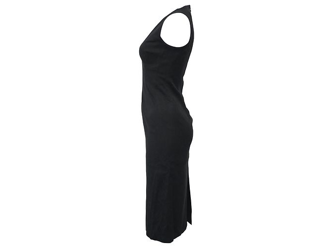 Vestido midi com decote em V Michael Kors em poliéster preto - vista 2