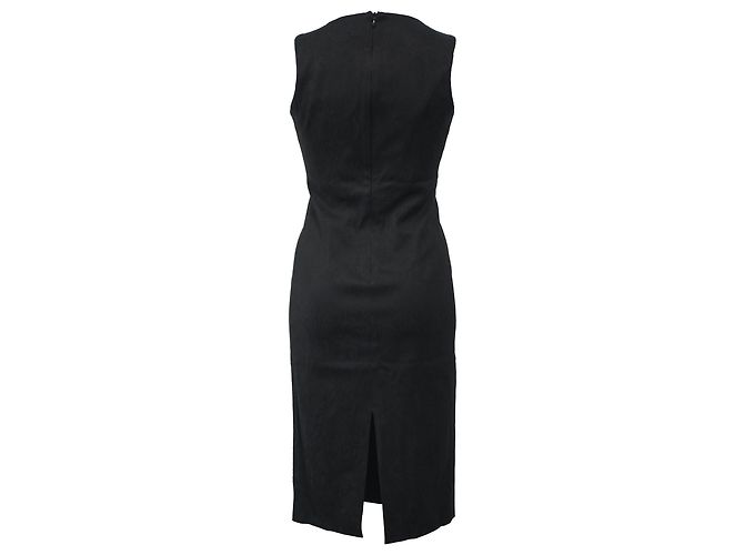 Vestido midi com decote em V Michael Kors em poliéster preto - vista 3