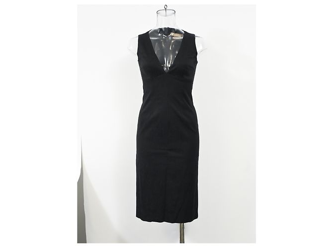 Vestido midi com decote em V Michael Kors em poliéster preto - vista 6