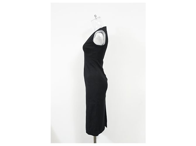 Vestido midi com decote em V Michael Kors em poliéster preto - vista 7
