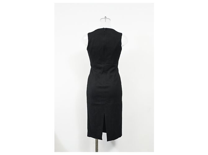 Vestido midi com decote em V Michael Kors em poliéster preto - vista 8