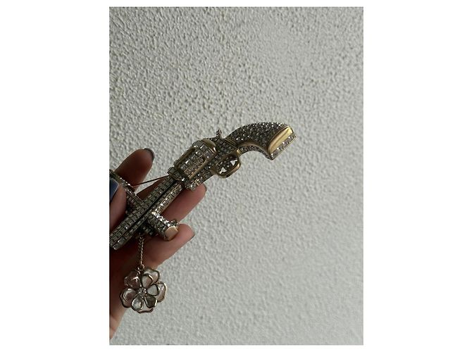 Chanel Spilla doppia rara a forma di pistola Gold hardware - vista 6