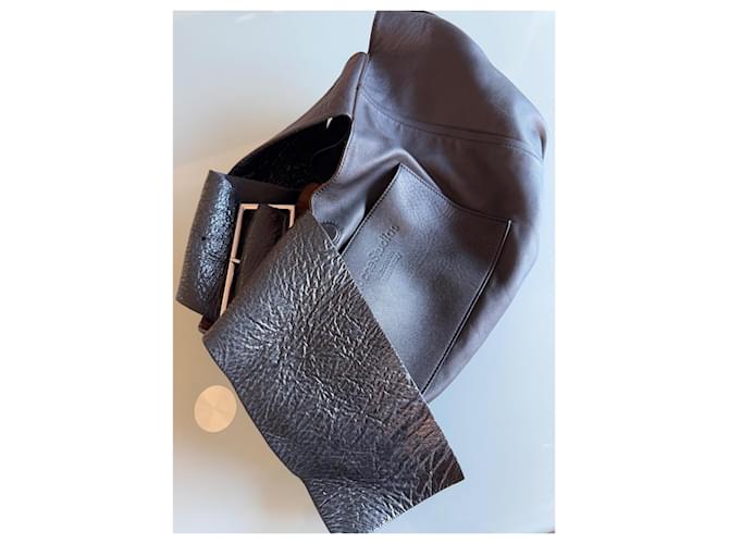 Acne Borsa a tracolla con manico largo Nero Marrone chiaro - vista 10