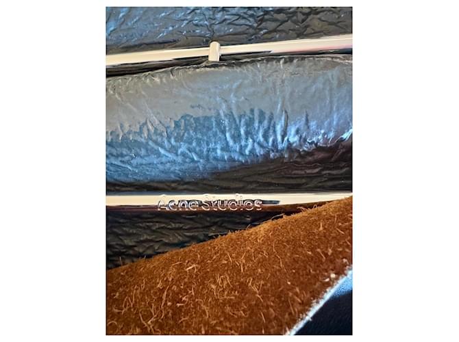 Acne Borsa a tracolla con manico largo Nero Marrone chiaro - vista 3