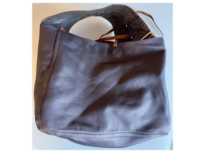 Acne Borsa a tracolla con manico largo Nero Marrone chiaro - vista 4