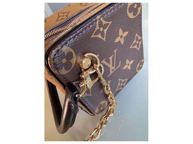Louis Vuitton Mini Cube Monogramm Leder Tasche mit Kette Schwarz Hellbraun Dunkelbraun - Ansicht 2