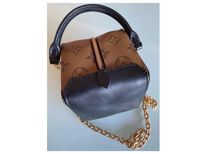 Louis Vuitton Mini Cube Monogramm Leder Tasche mit Kette Schwarz Hellbraun Dunkelbraun - Ansicht 4