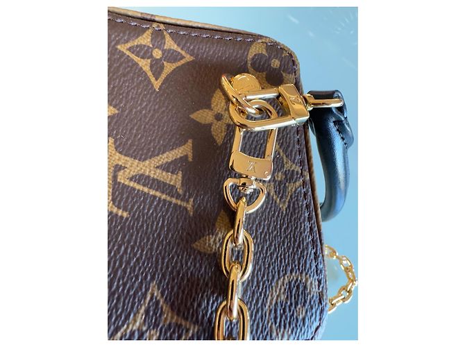 Louis Vuitton Mini Cube Monogramm Leder Tasche mit Kette Schwarz Hellbraun Dunkelbraun - Ansicht 5