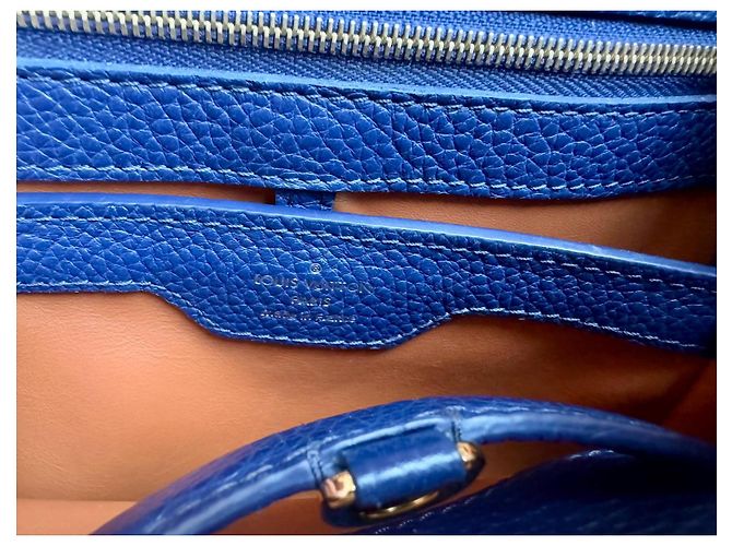 Louis Vuitton Capucines BB Borsa in pelle blu e caramello Marrone chiaro Blu navy - vista 16