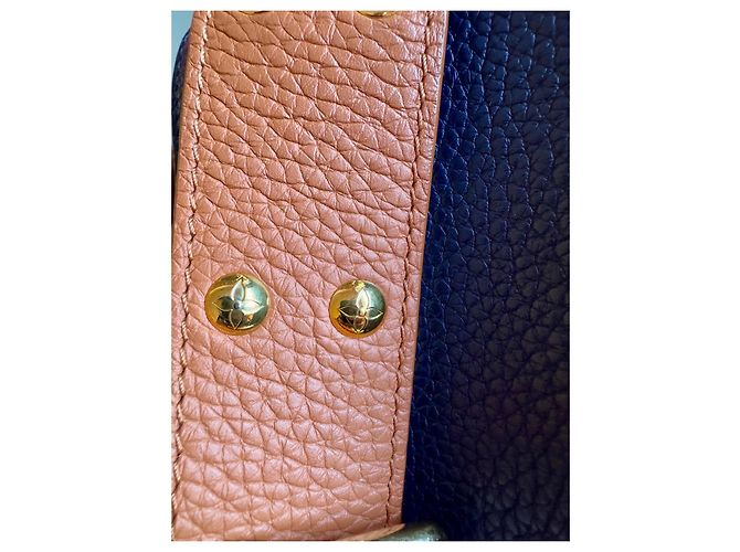 Louis Vuitton Capucines BB Borsa in pelle blu e caramello Marrone chiaro Blu navy - vista 7