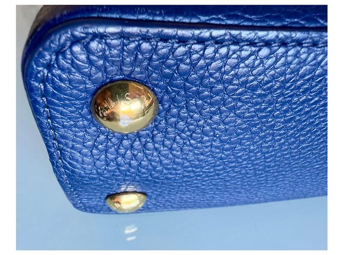 Louis Vuitton Capucines BB Borsa in pelle blu e caramello Marrone chiaro Blu navy - vista 9
