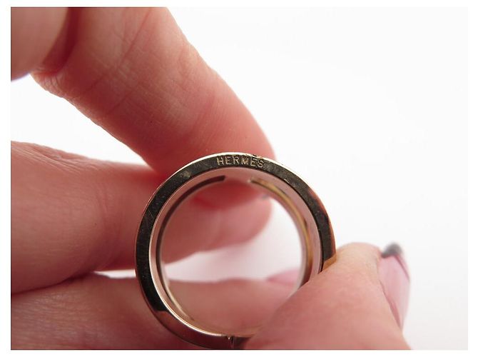 Ring Hermès ANELLO DI SCIARPA HERMES POP H IN METALLO DORATO D'oro - vista 5
