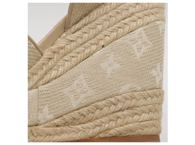 Sandálias de cunha em tecido Monogram Starboard da Louis Vuitton Bege - vista 6