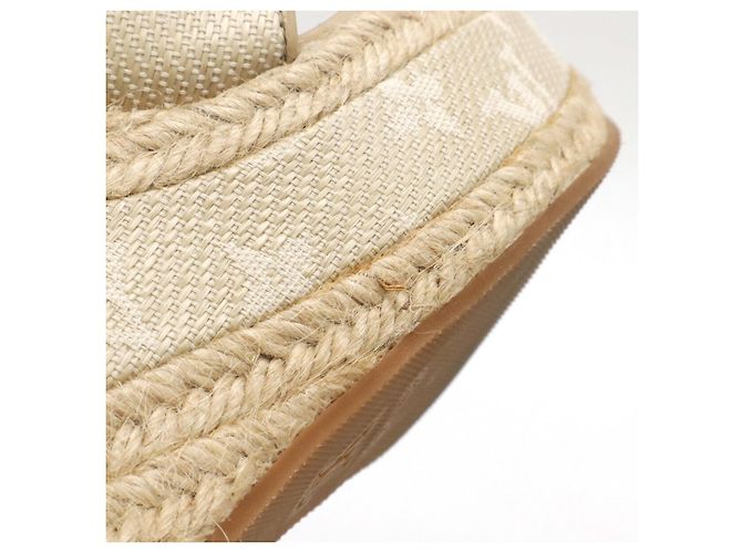 Sandálias de cunha em tecido Monogram Starboard da Louis Vuitton Bege - vista 7