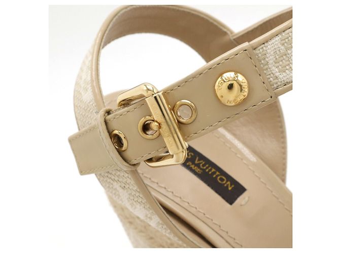 Sandálias de cunha em tecido Monogram Starboard da Louis Vuitton Bege - vista 9