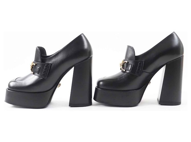Zapatos de tacón plataforma de cuero metálico Medusa de Versace - vista 3