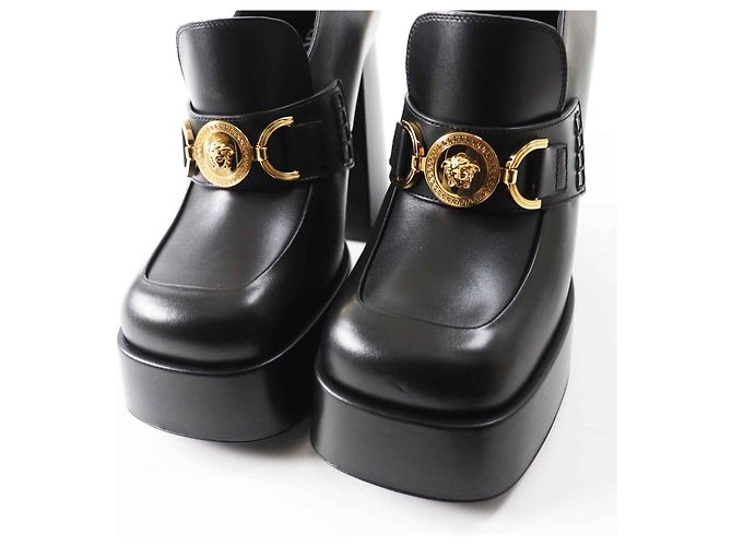 Zapatos de tacón plataforma de cuero metálico Medusa de Versace - vista 5